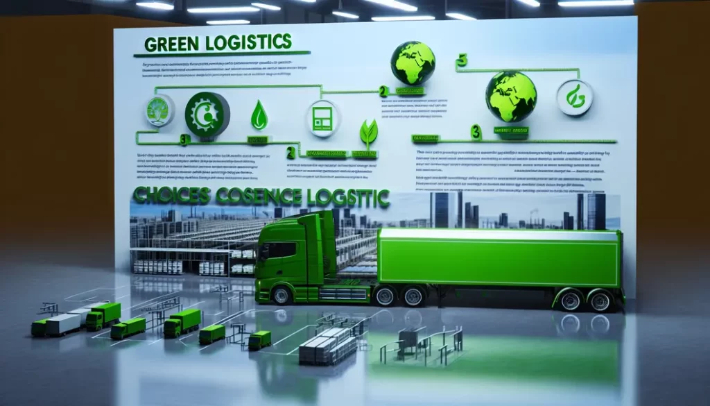 Cảnh quan thành phố với các phương tiện logstics và hệ thống năng lượng tái tạo.