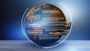 Business professionals analyzing a digital world map with Incoterms 2025 highlights.