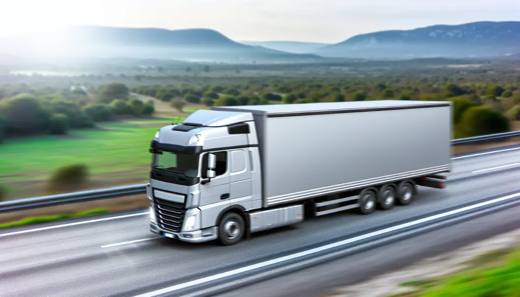 Hình ảnh xe tải vận chuyển hàng hóa trên đường cao tốc.