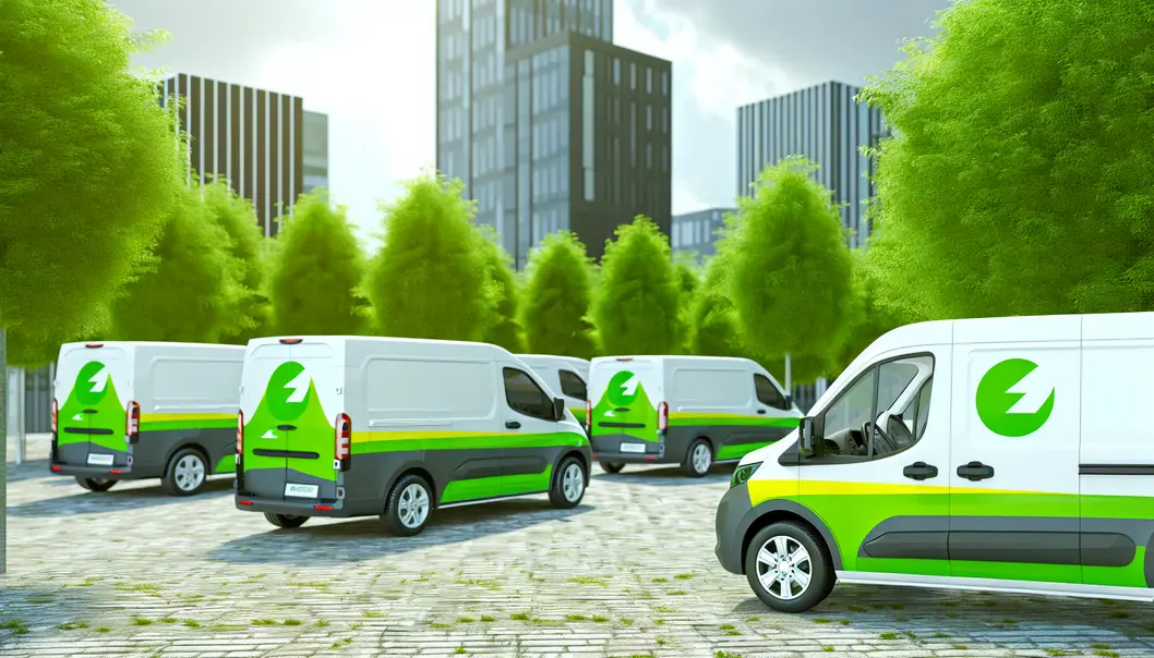 Xe tải điện GoGreen của DHL trong môi trường xanh, mục tiêu thúc đẩy vận chuyển bền vững.