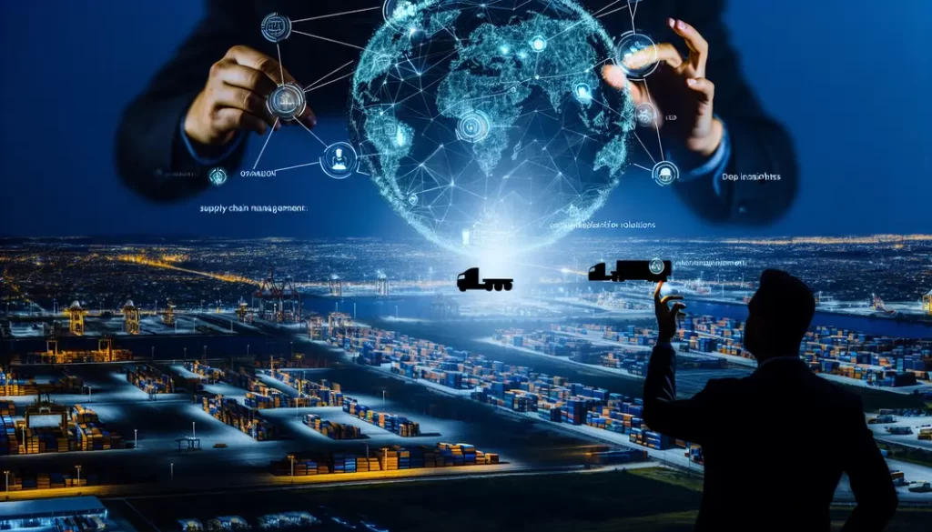 DHL delivery trucks loading at a busy logistics hub, illustrating supply chain efficiency.