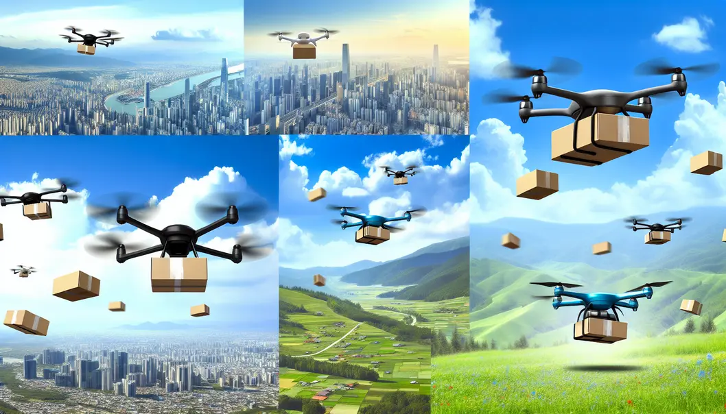 FedEx và UPS dẫn đầu trong việc triển khai drone với hình ảnh đoàn drone bay trên bầu trời.