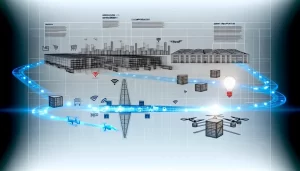 Futuristic global logistics network showcasing digital connections.