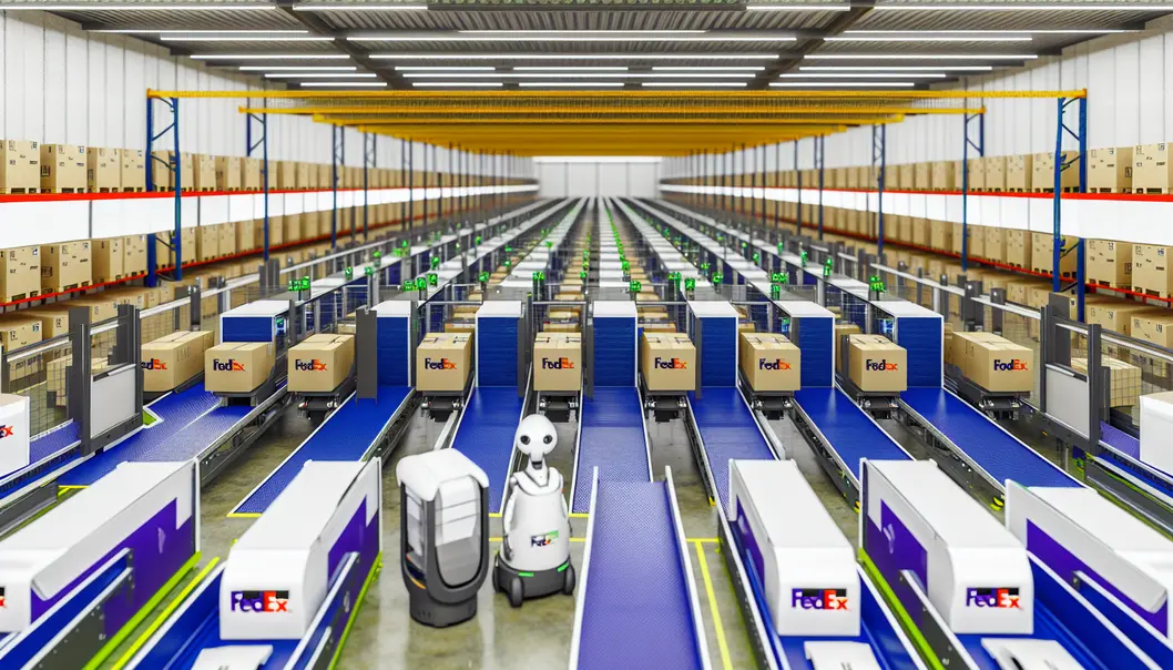 Robot tự động tại kho bãi của FedEx giúp tối ưu hóa quy trình vận hành.