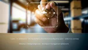 Xe tải FedEx trên đường phố giữa các tòa nhà đô thị hiện đại.