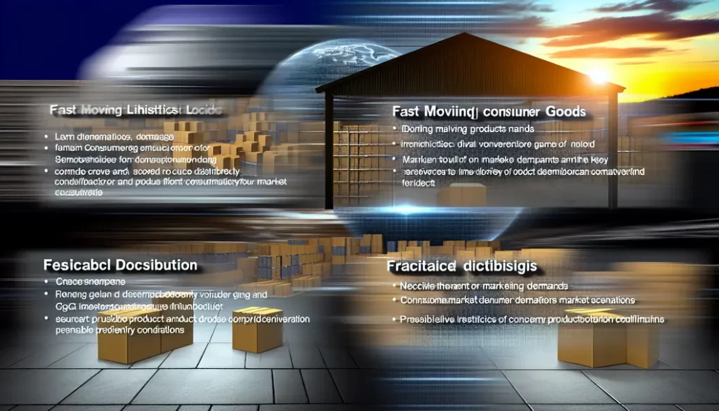 Hình ảnh mô tả hàng tiêu dùng nhanh được quản lý hiệu quả trong bối cảnh logistics.