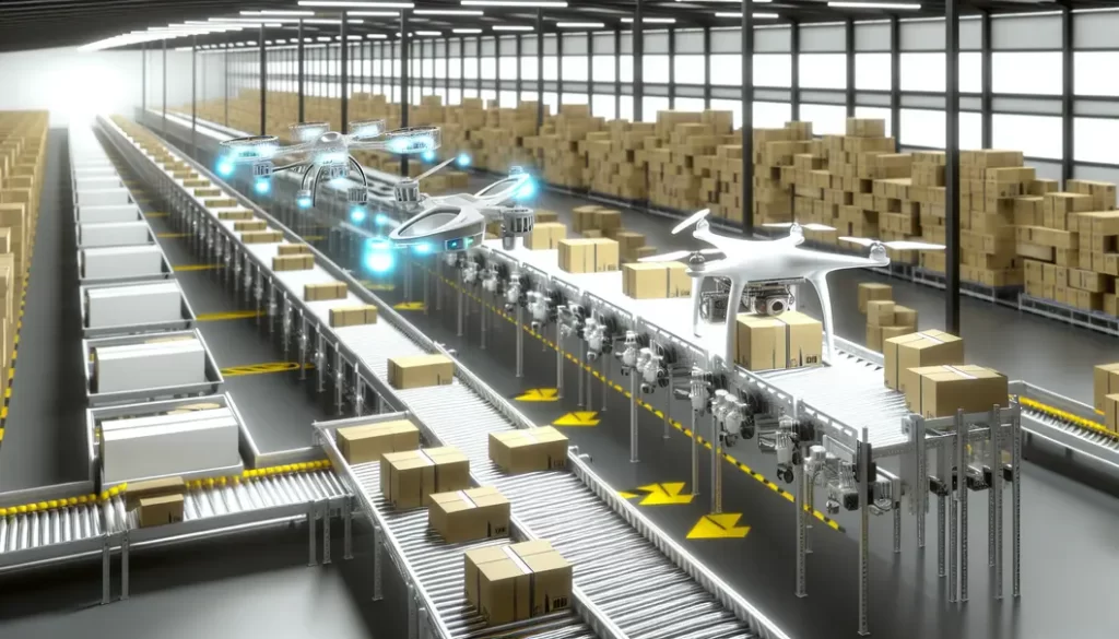 Nhân viên giao hàng trao gói hàng cho khách hàng trước tòa nhà hiện đại.