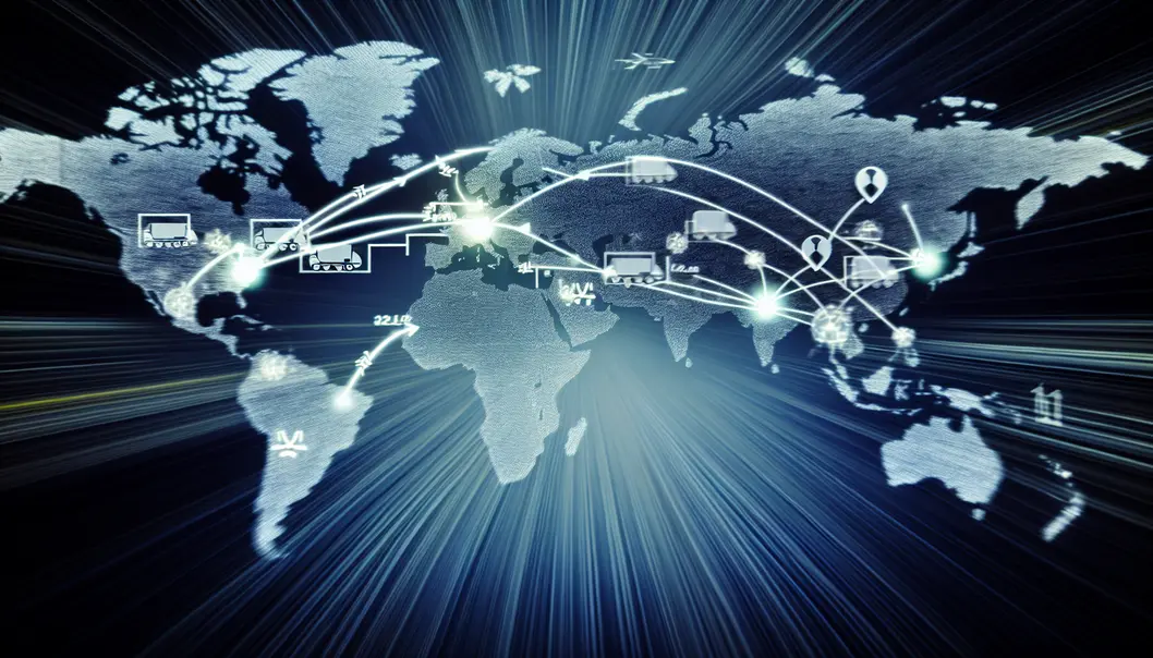 Bản đồ chuỗi cung ứng toàn cầu với các điểm kết nối nổi bật.