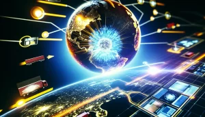 Hình ảnh minh họa sự tích hợp của phương tiện và drone UPS trong logistics.