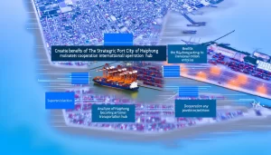 Hình ảnh bản đồ thế giới với các đường nối từ Hải Phòng đi quốc tế.