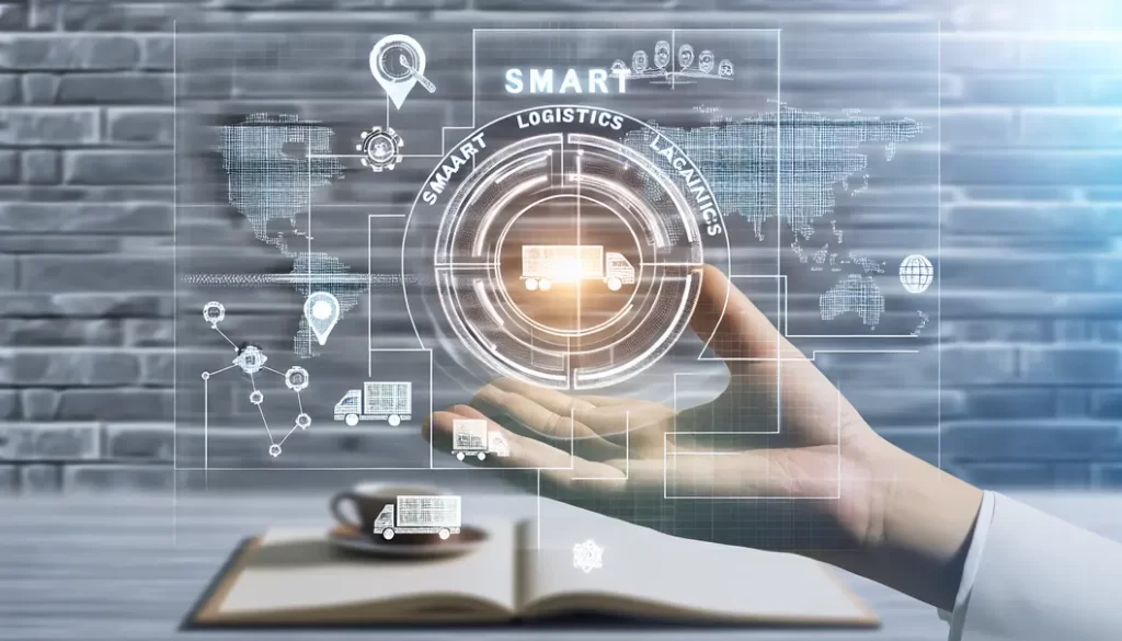 Cảng vận chuyển với cần cẩu, tàu hàng và dữ liệu logistics.