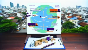 Global map with trade routes originating from Hue, facilitated by FedEx Express and LOG.COM.VN.