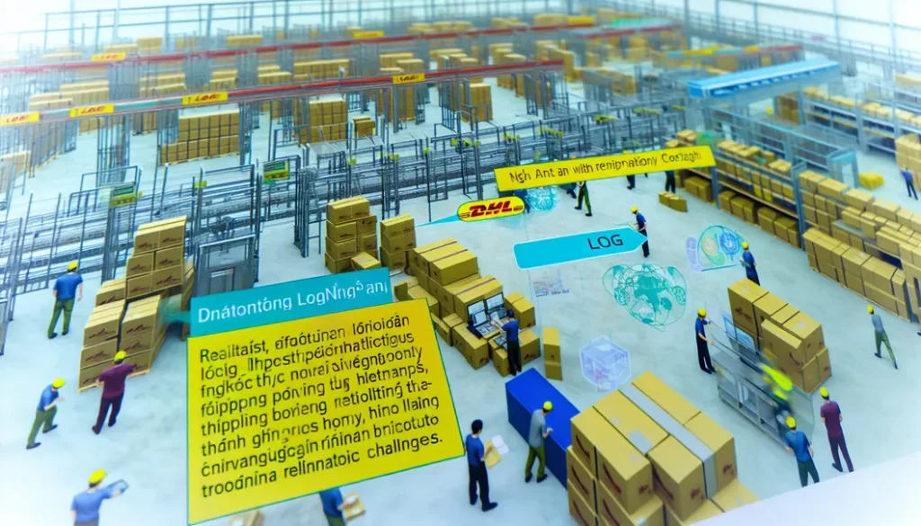Hình ảnh hoạt động logistics thể hiện sự hợp tác giữa LOG và DHL.
