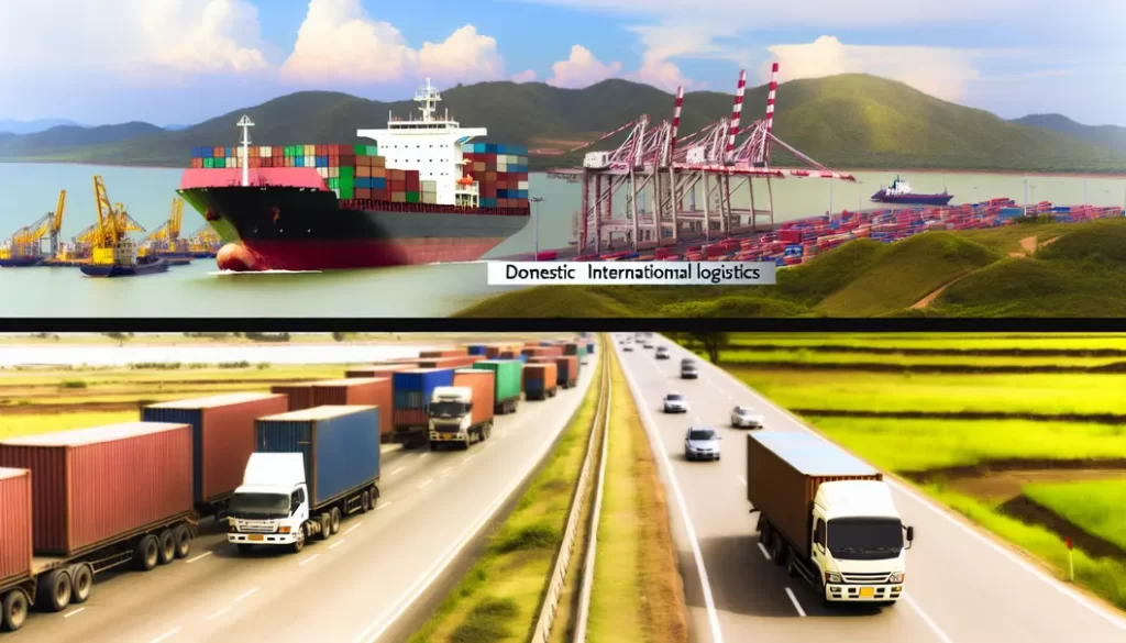 So sánh hình ảnh giữa logistics nội địa và quốc tế.