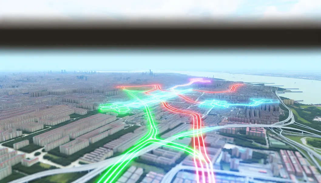 Bản đồ 3D thể hiện lộ trình giao hàng tối ưu.