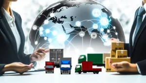 Cảnh quan Phú Thọ với máy bay và tàu hàng, biểu tượng cho thương mại quốc tế.