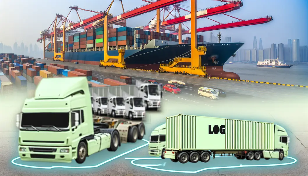 Cảng Trung Quốc sôi động với hoạt động vận chuyển hàng hóa.