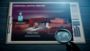 A vibrant scene showing various international shipping transport modes.