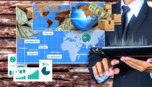 Hình ảnh tàu vận tải với biểu tượng giảm giá 10% trên biển.