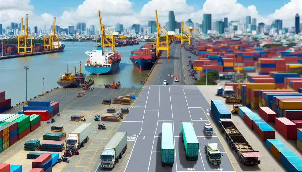 Cảng Hồ Chí Minh nhộn nhịp, biểu tượng cho cơ hội thương mại quốc tế.