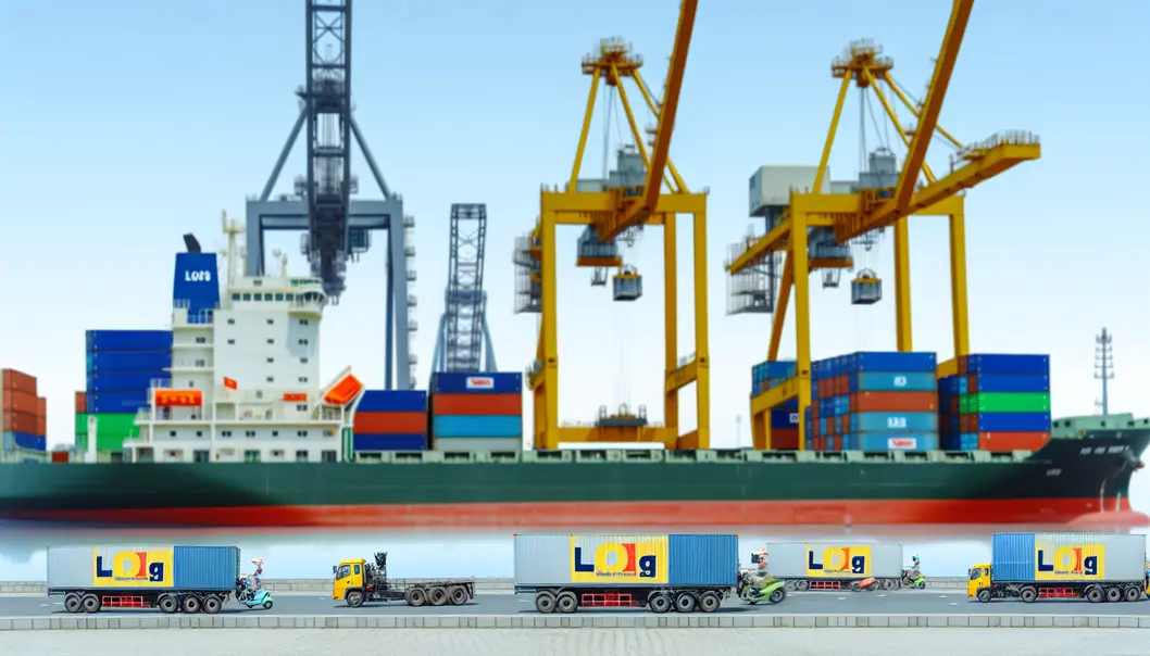 Cảng Trung Quốc sôi động với hoạt động vận chuyển hàng hóa.