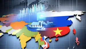 Modern logistics center in Ho Chi Minh City with active freight loading.