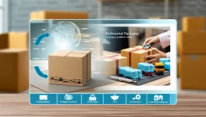 International shipping hub with efficiently packed goods being loaded onto planes.