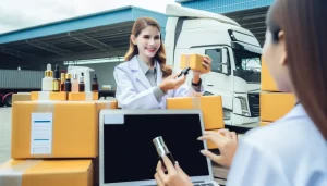 Trung tâm vận chuyển quốc tế của LOG với các hoạt động logistics nhộn nhịp.