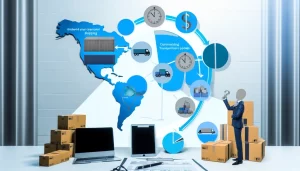 Người quản lý logistics kiểm tra các thùng hàng đã đóng gói cho vận chuyển.