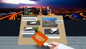 Một giám đốc đang xem xét các lựa chọn logistics trong văn phòng hiện đại, với bản đồ thế giới và công cụ công nghệ.