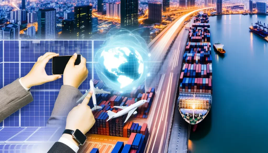 Trung tâm logistics với container hàng hóa sẵn sàng giao hàng.