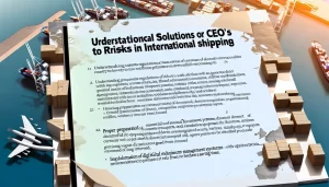 Hình ảnh chi tiết của CEO điều hành trong mê cung tài liệu và quản lý vận chuyển quốc tế.