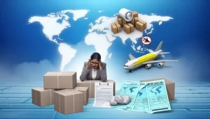 Doanh nhân tại quầy điều khiển theo dõi hoạt động vận chuyển quốc tế.