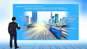 Containers being loaded onto a ship at a busy Vietnamese port for transport to Australia.