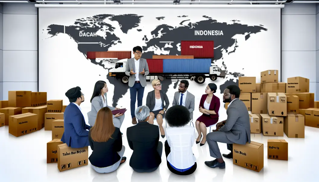 Bản đồ Indonesia với các thành phố thương mại chính và các lộ trình vận tải.