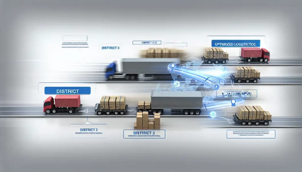 Kuala Lumpur skyline with logistics symbols overlay.