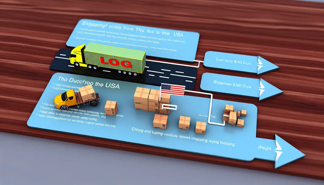 Infographic minh họa các khoản chi phí khi gửi hàng từ Thủ Đức đi Mỹ.